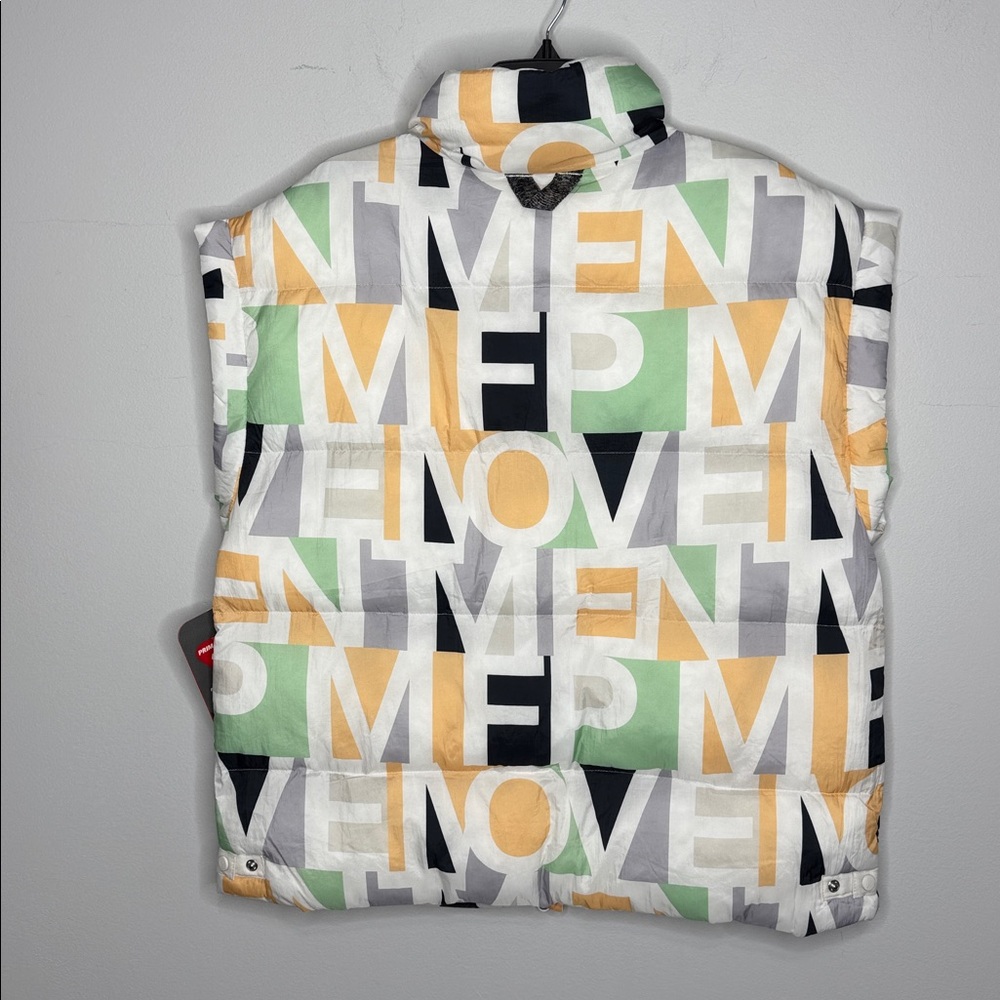 Free People Movement In A Bubble Printed Puffer Vest Blocked Logo Primaloft NWT - Picture 8 of 9